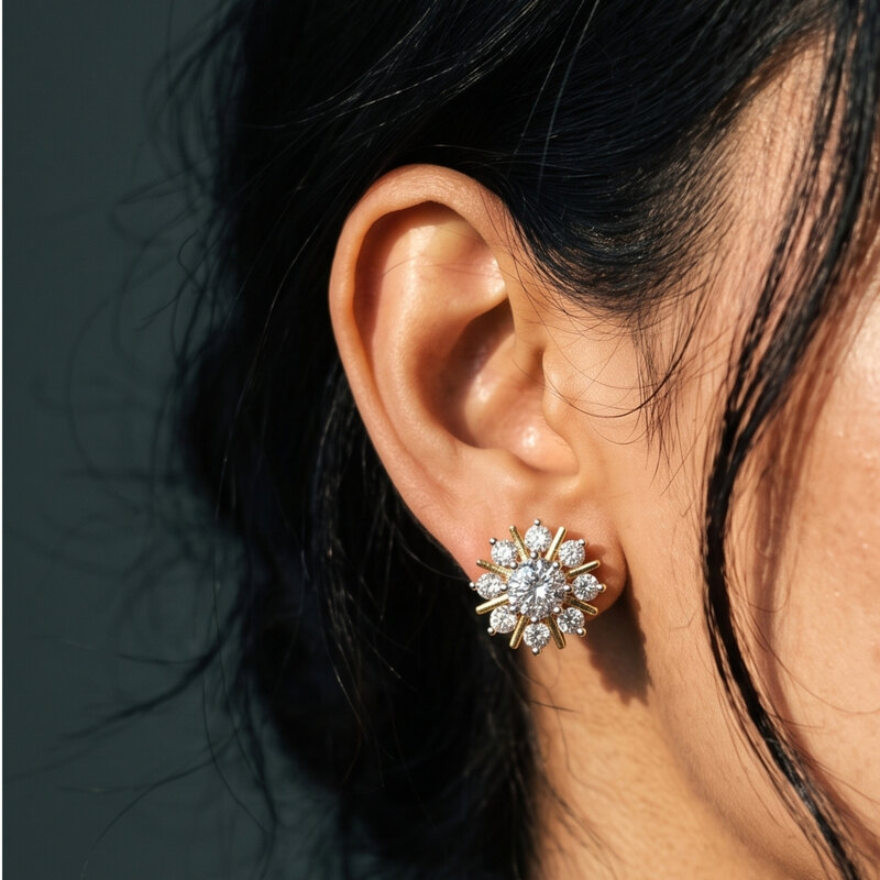 Gold-Tone Starburst Stud Earrings