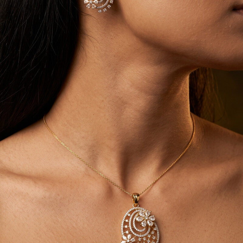 Paisley Pendant Set with Studs
