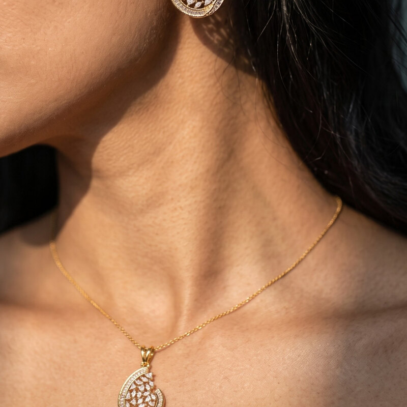 Teardrop Pavé Pendant Set