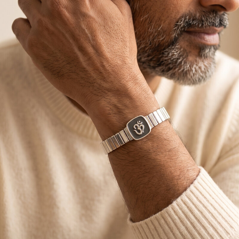 Men's Silver Om Bracelet