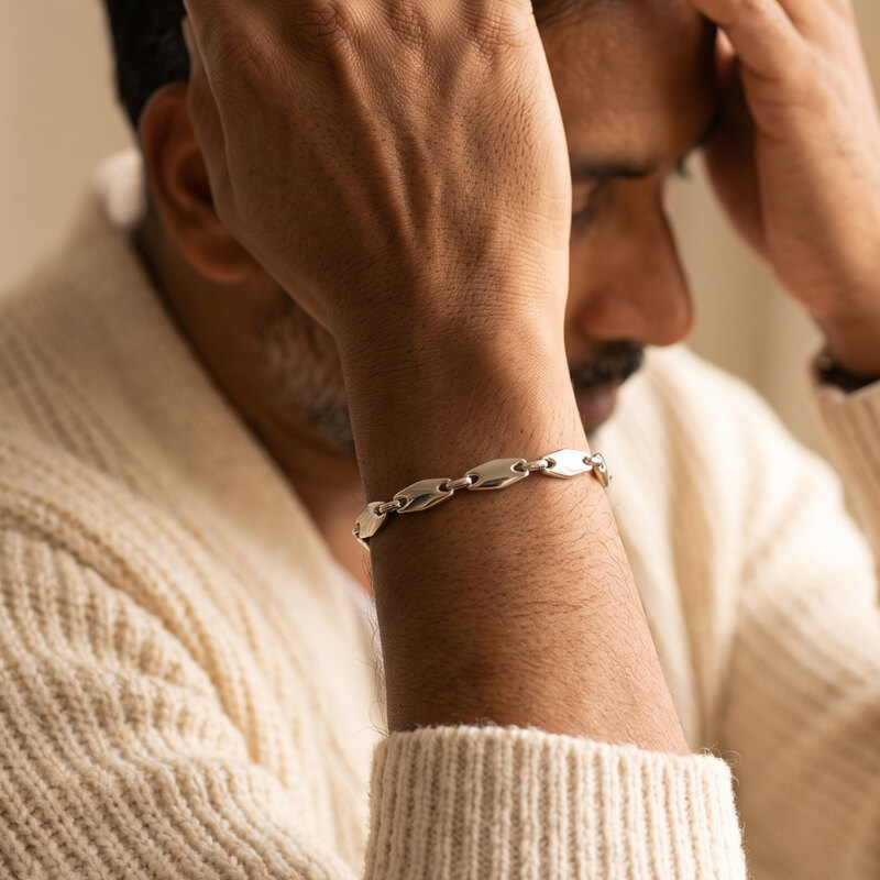 Men's Silver Oval Link Bracelet