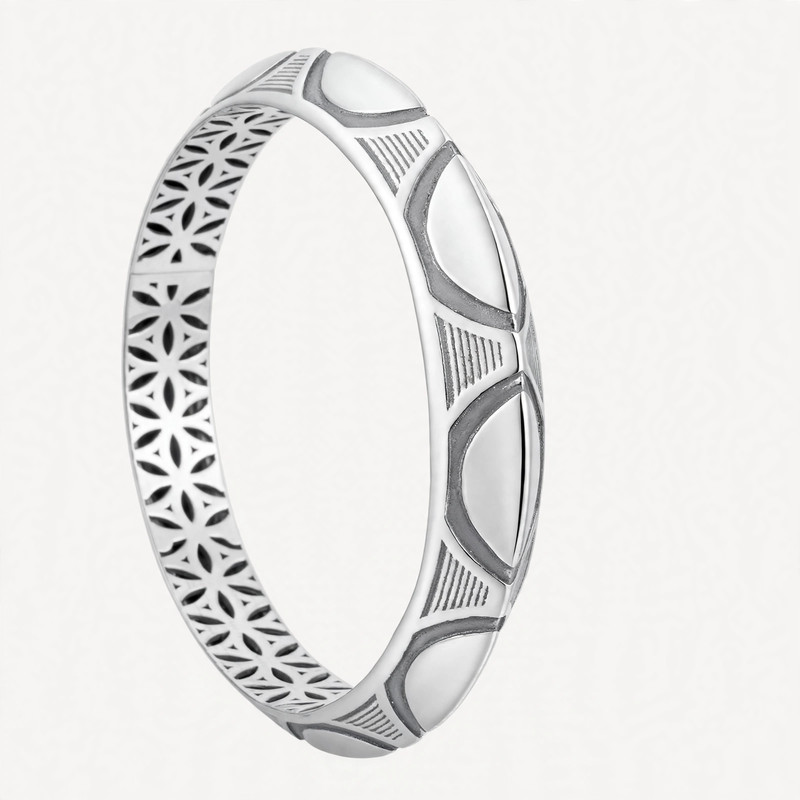 Silver Floral Cut-Work Kada