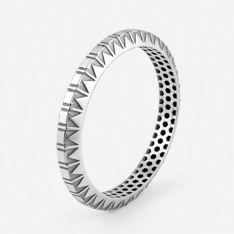 Silver Zigzag Textured Kada