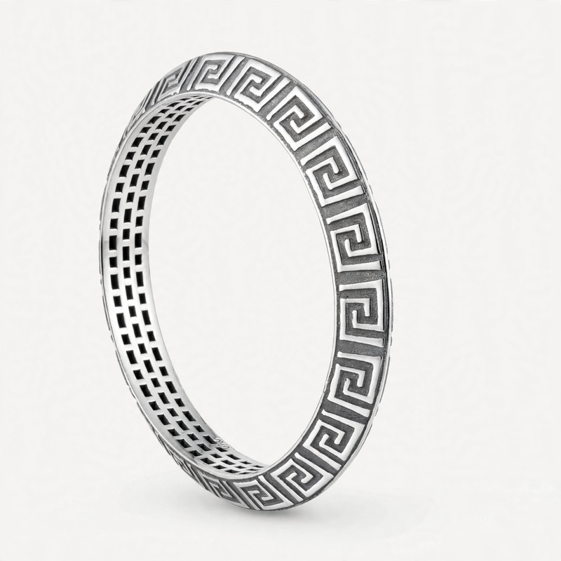Silver Greek Key Kada